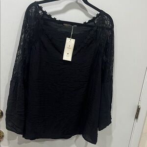 Chic Black Lace Women's Blouse